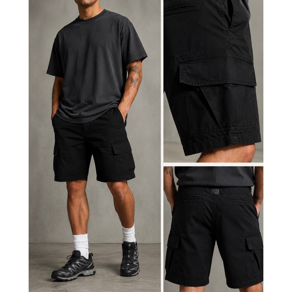 G-Star RAW Mens 30 Recroft Cargo Shorts Black Tapered Bermuda Tactical Gorpcore